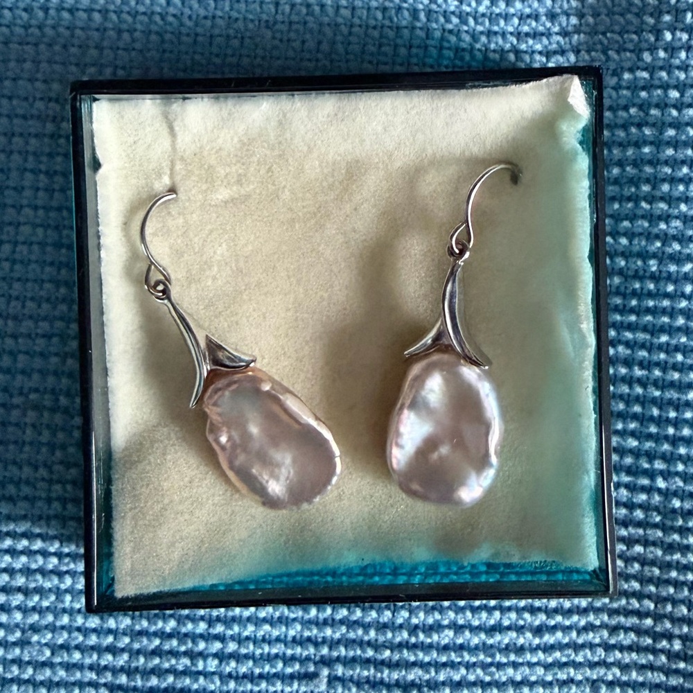 Elegant Silver and Cream Pearl Earrings